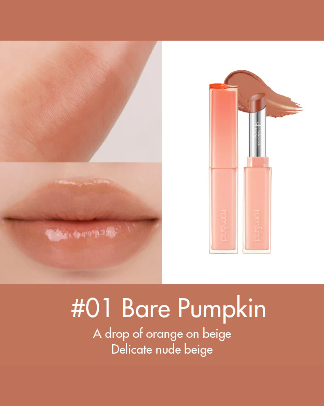 Rom&Nd Sheer Tinted Stick #01 Bare Pumpkin 