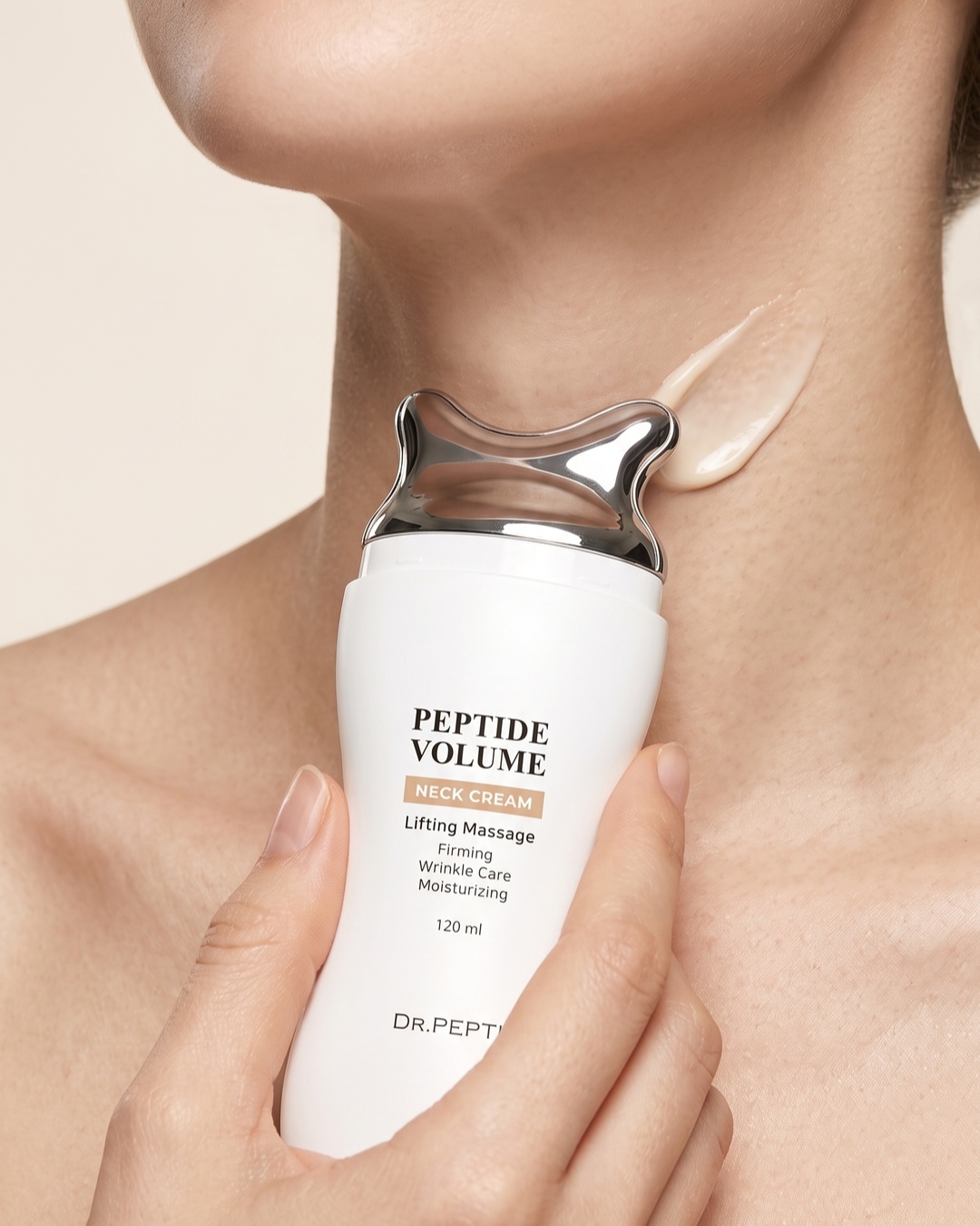 DR. PEPTI Neck Firming Cream with Built-In Gua Sha Massager, 120 ml